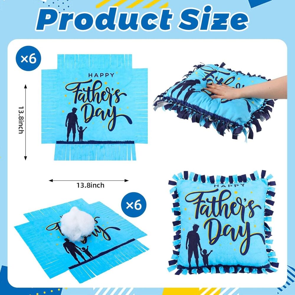 6 Sets Father's Day DIY Pillow Craft Kits Cute Silhouette Tied Pillows Gift